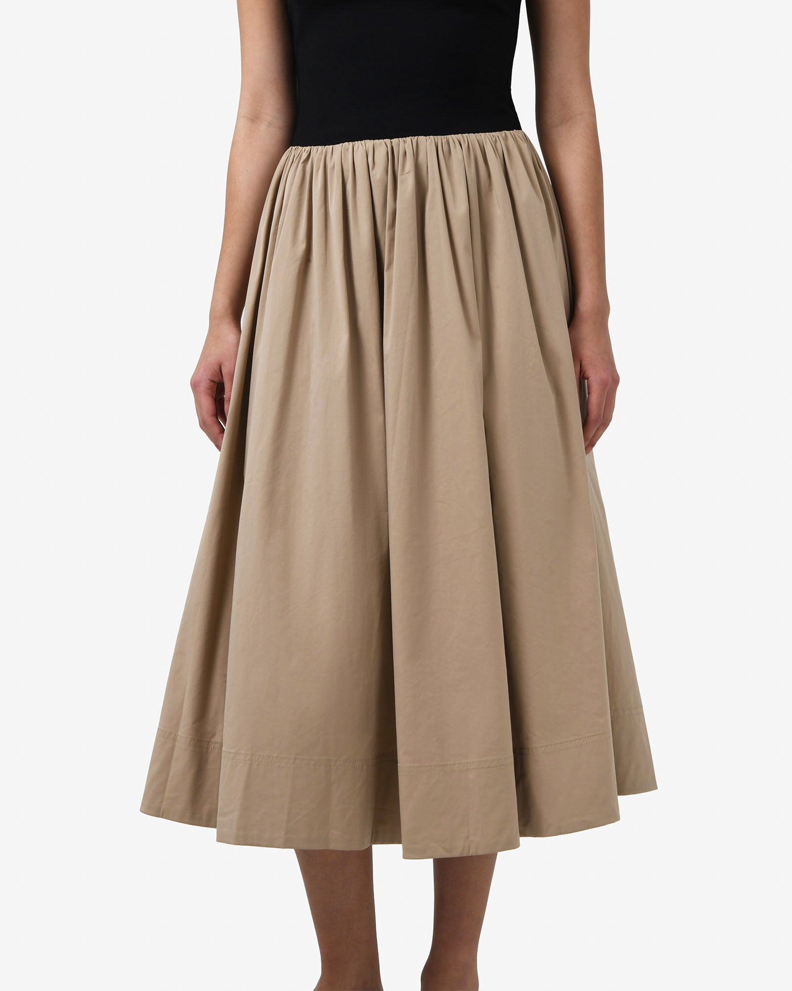 Soho Knit & Poplin Midi Dress