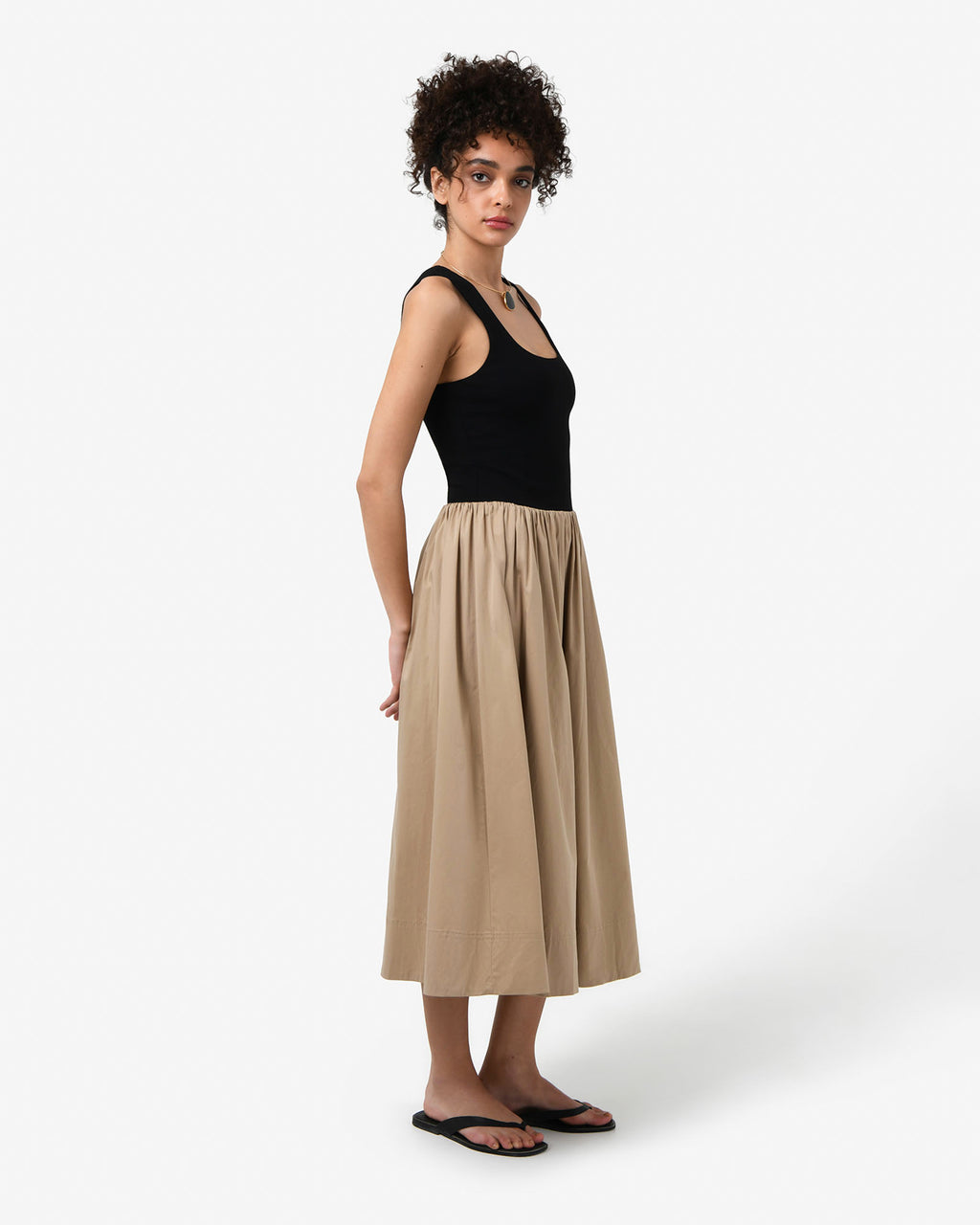 Soho Knit & Poplin Midi Dress