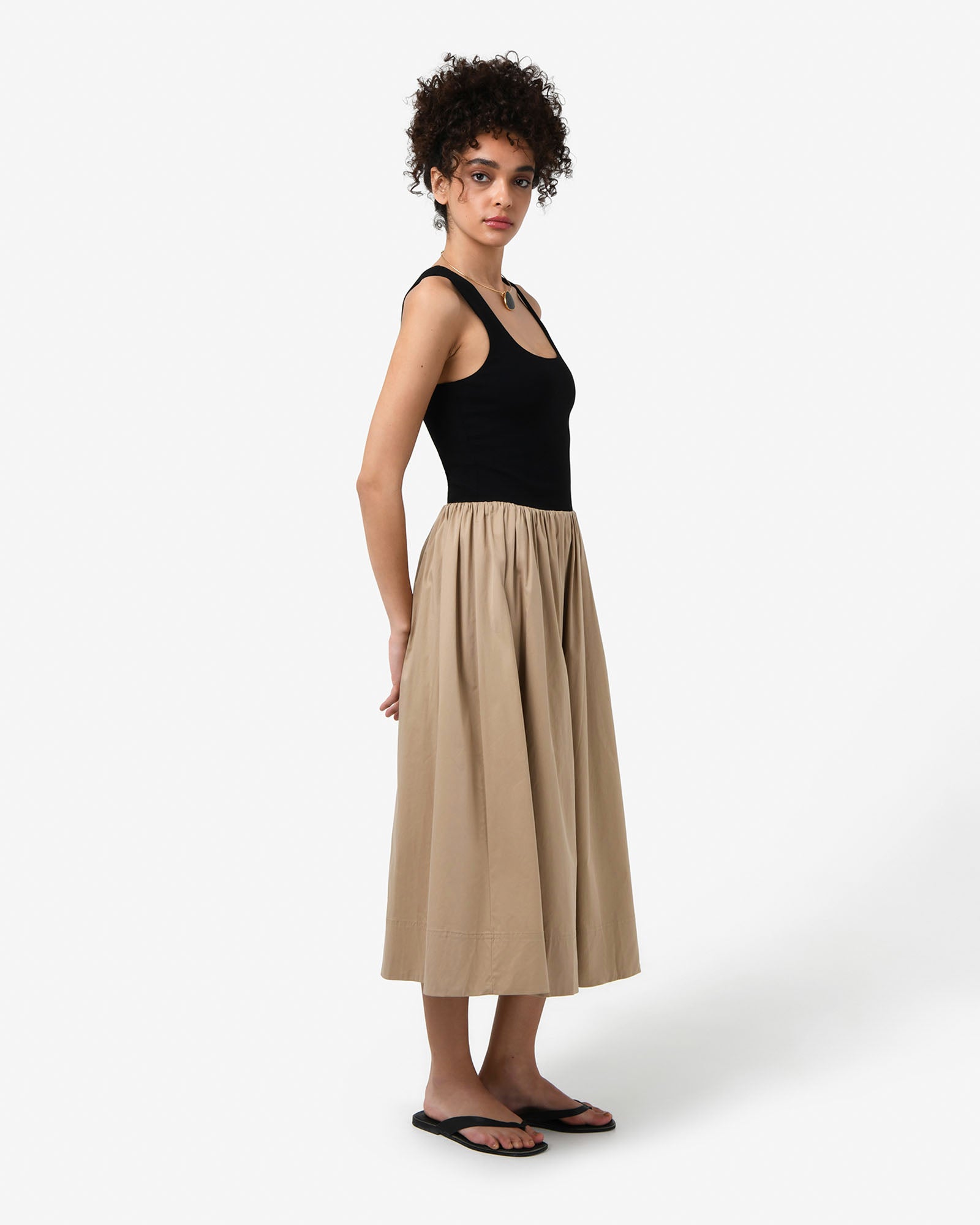 Soho Knit & Poplin Midi Dress