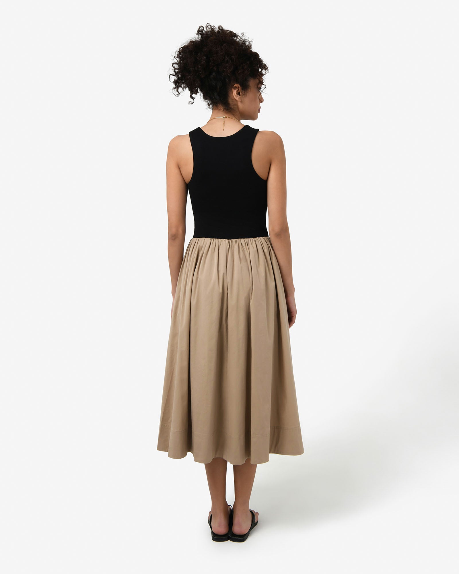 Soho Knit & Poplin Midi Dress