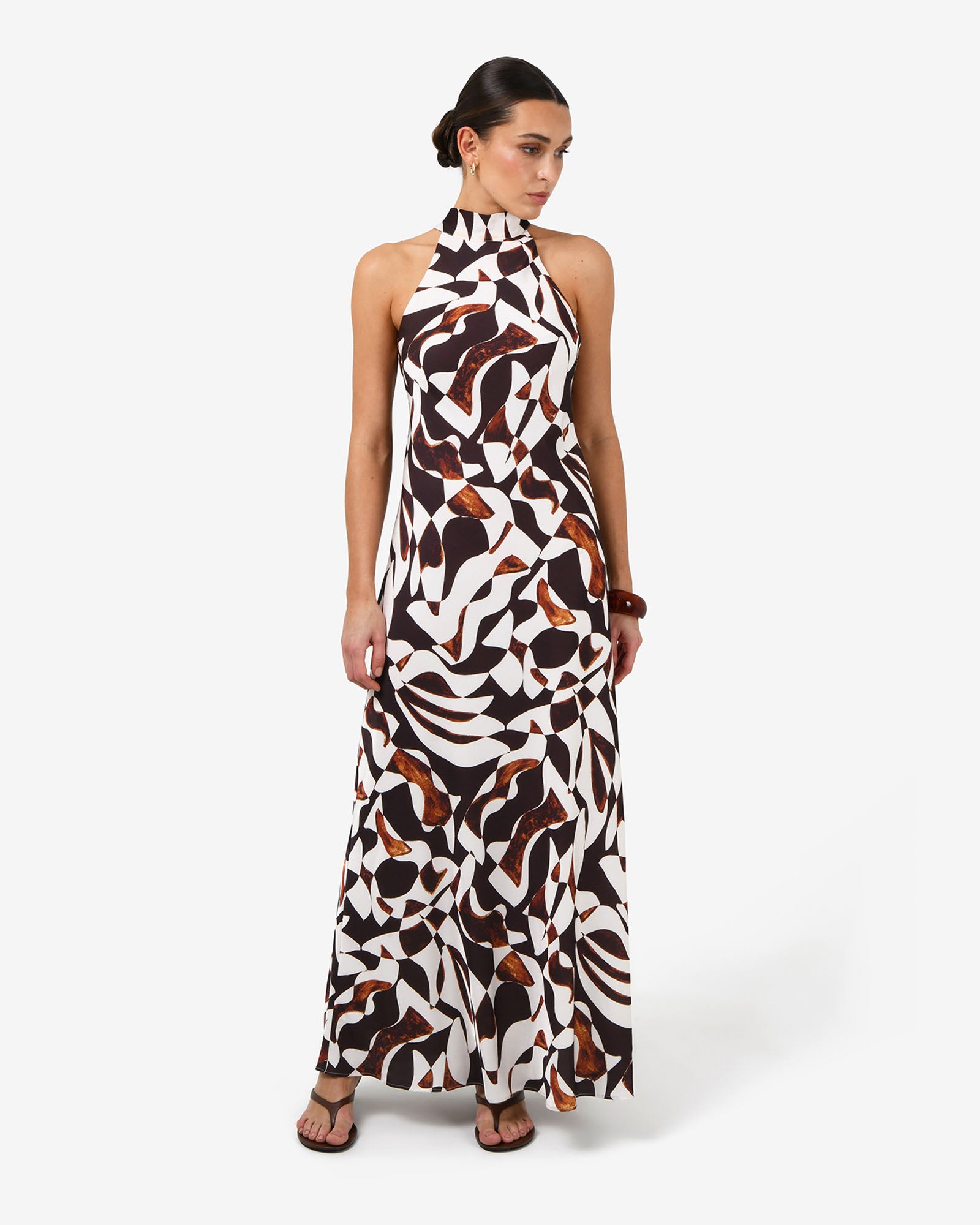Hazel Printed Halter Dress