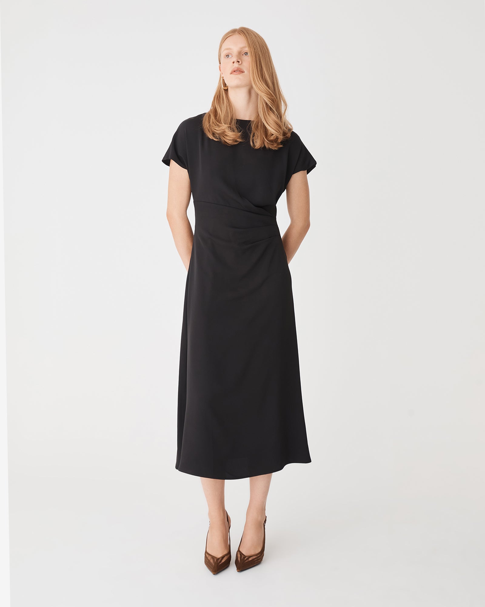 Bianca Side Pleat Midi Dress