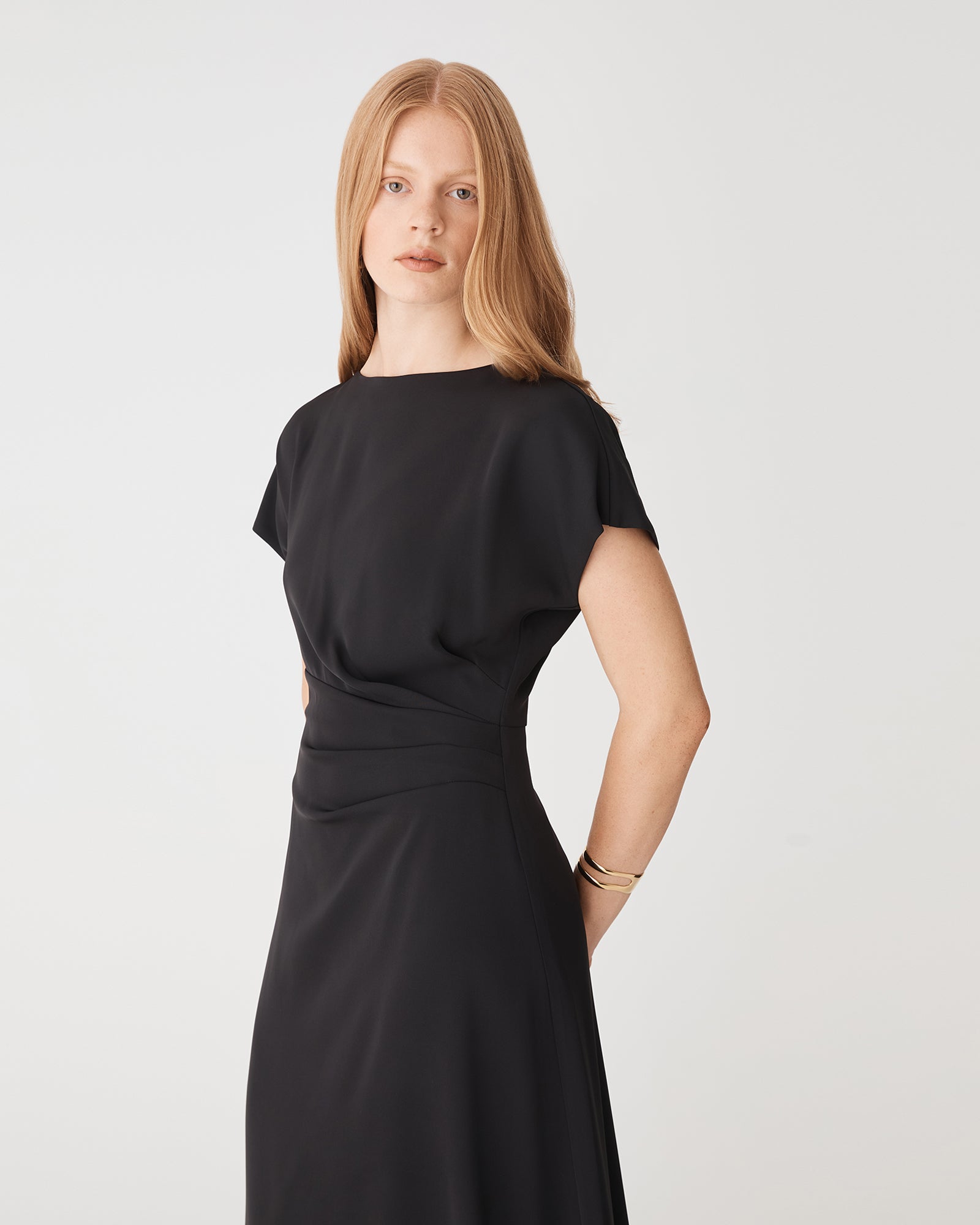 Bianca Side Pleat Midi Dress