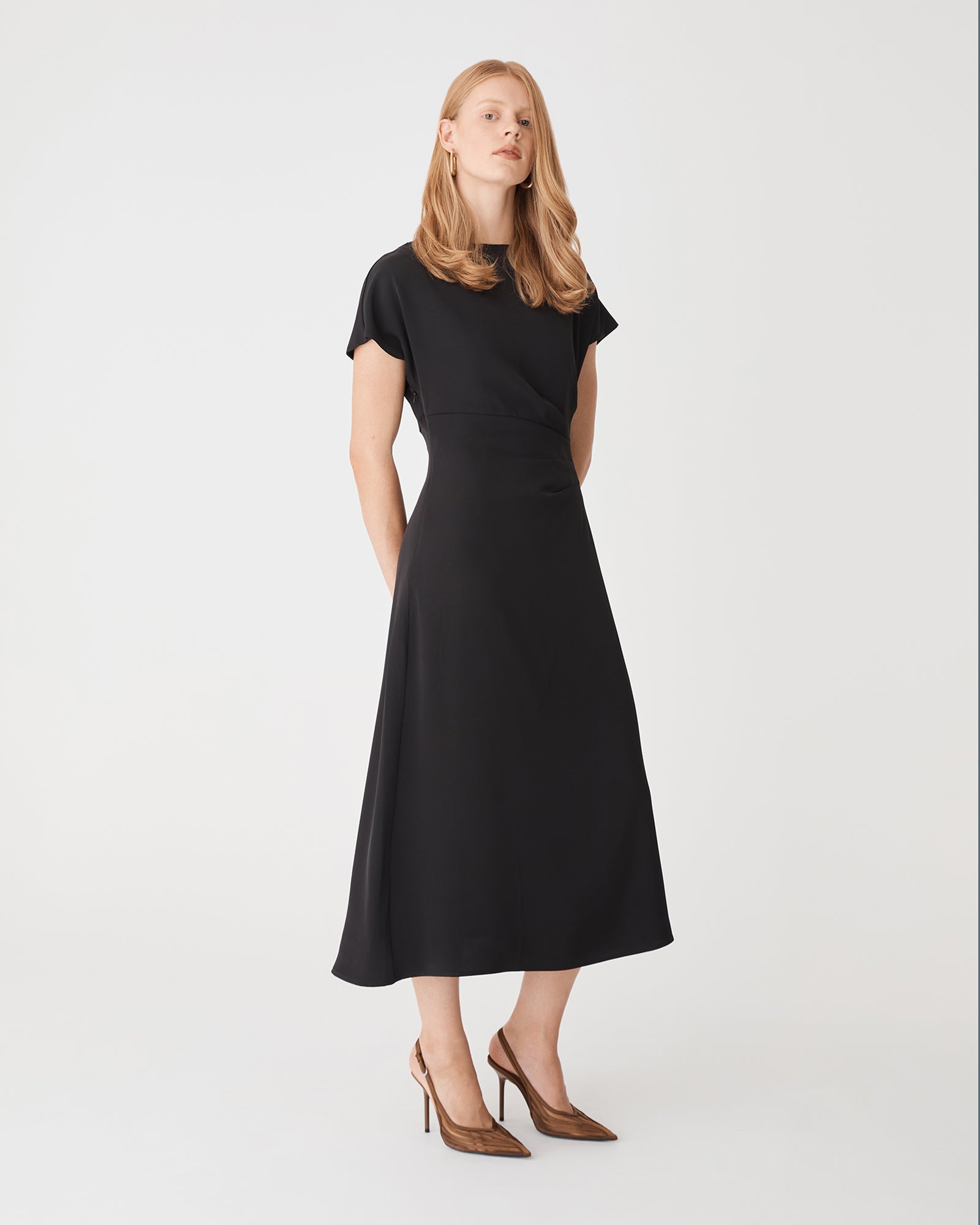Bianca Side Pleat Midi Dress