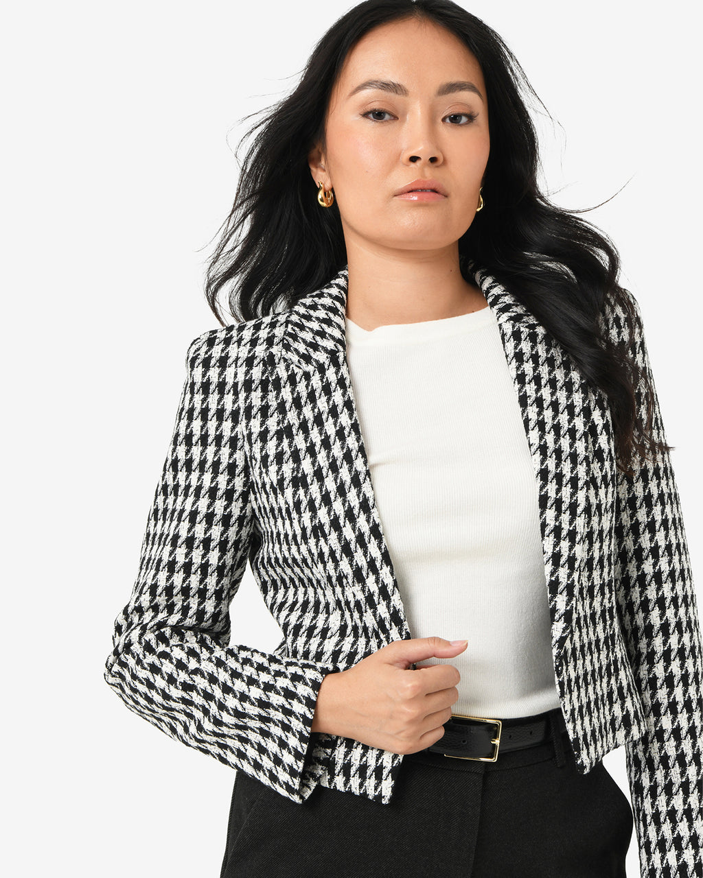 Bennet Houndstooth Crop Blazer