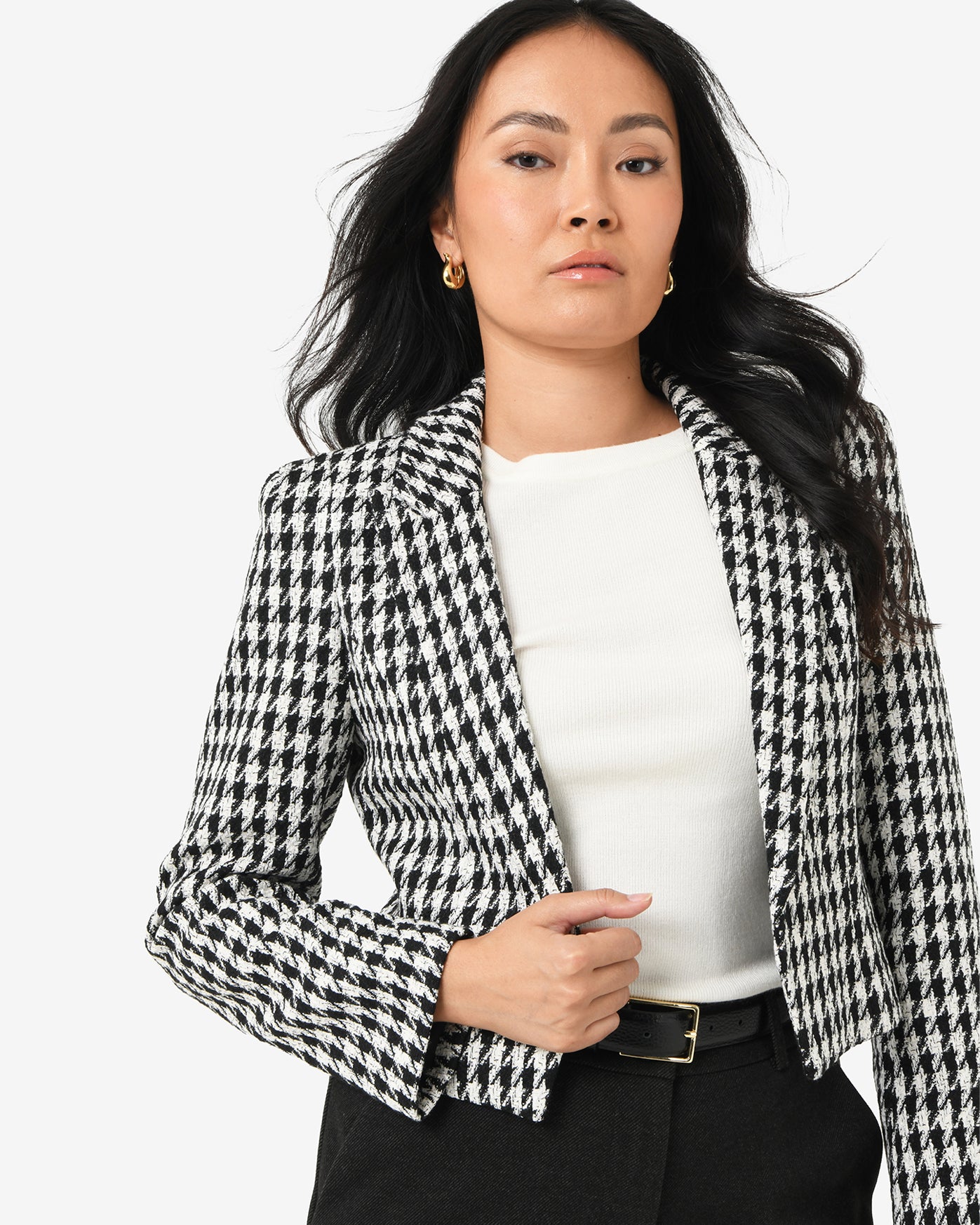 Bennet Houndstooth Crop Blazer