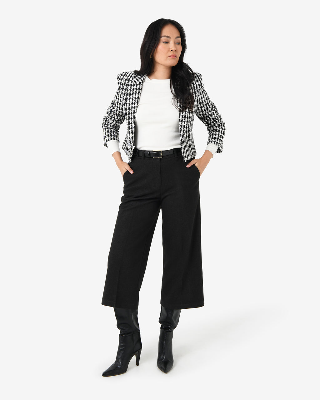Bennet Houndstooth Crop Blazer