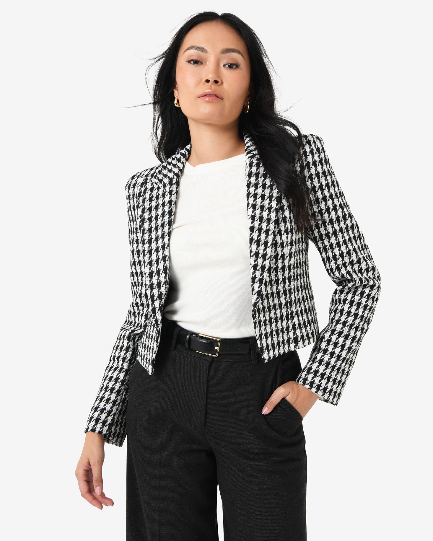 Bennet Houndstooth Crop Blazer