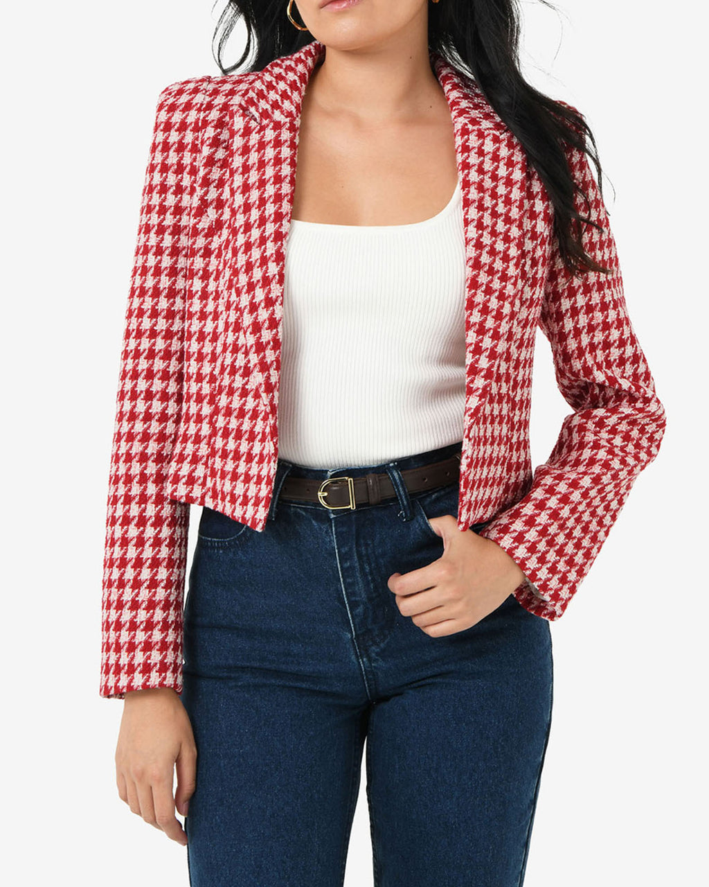 Bennet Houndstooth Crop Blazer