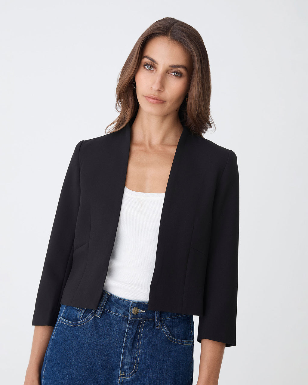Nikki Collarless Crop Jacket