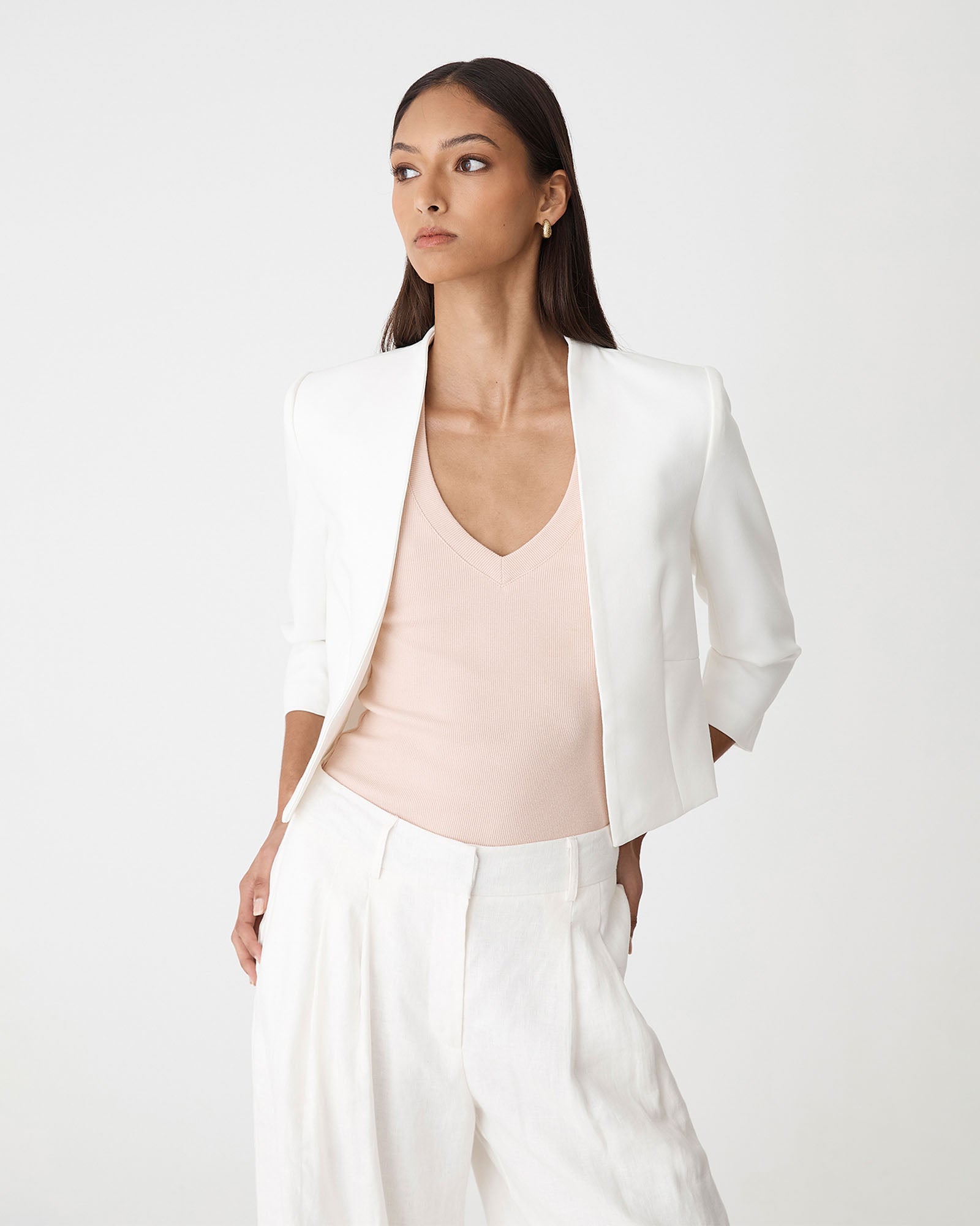 Nikki Collarless Crop Jacket