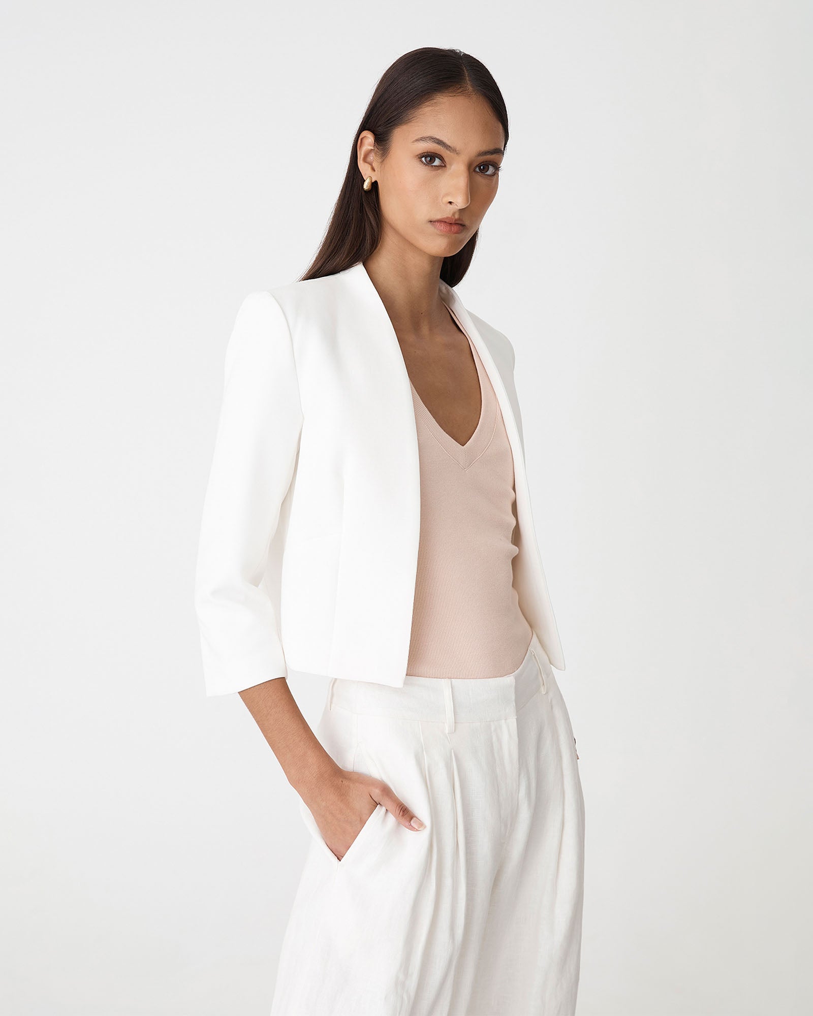 Nikki Collarless Crop Jacket