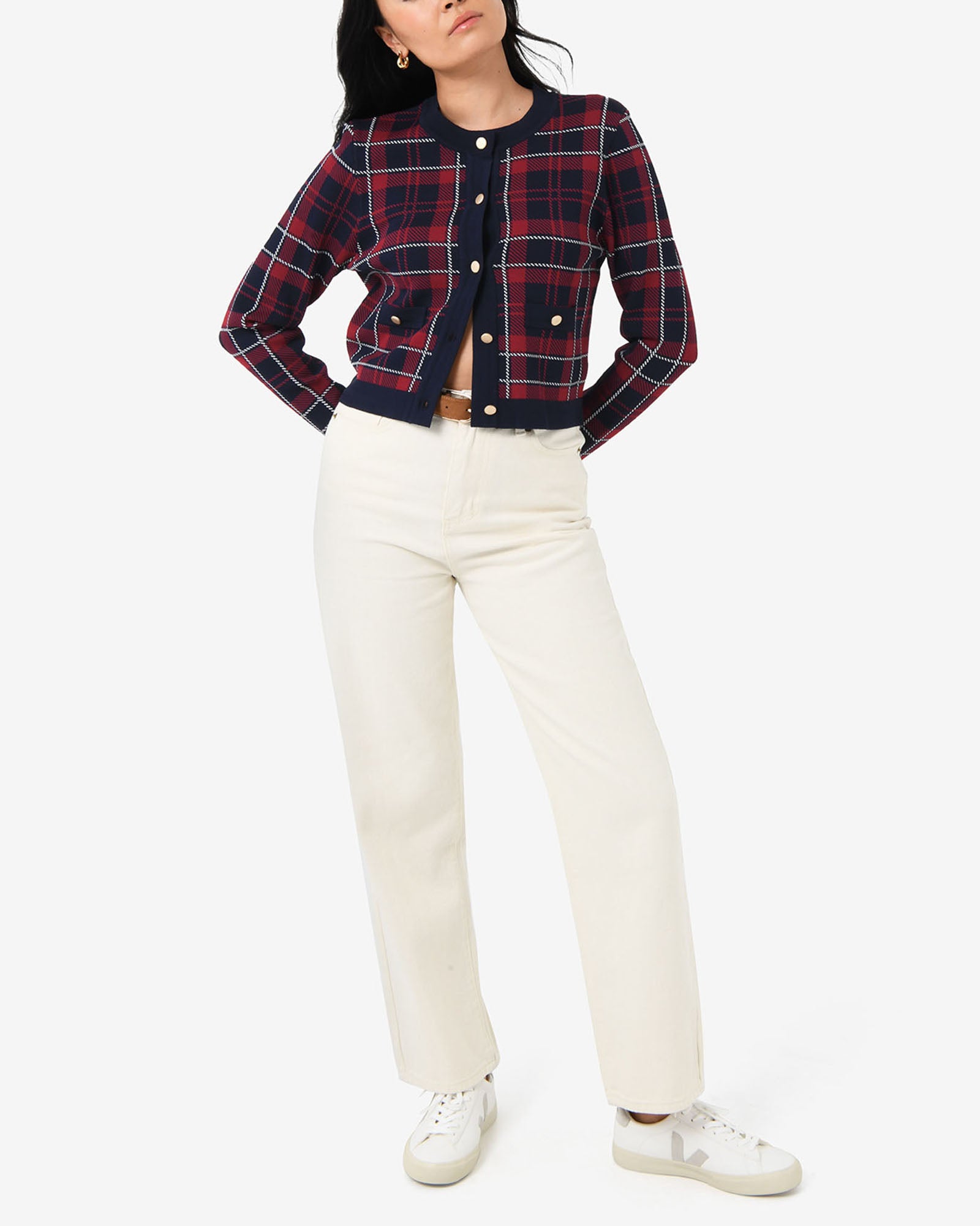 Siane Check Knit Cardigan