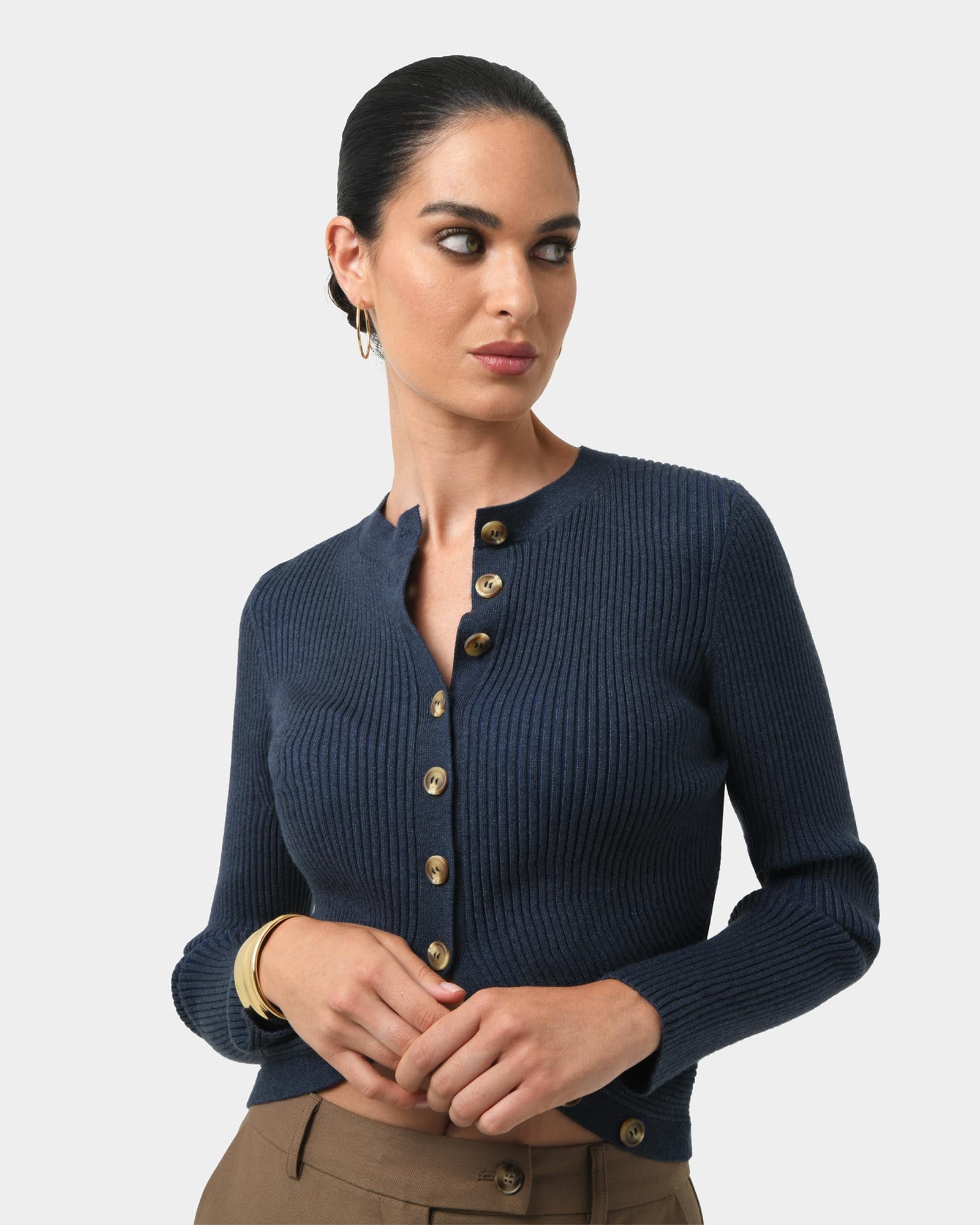 Abaya Button Crop Knit