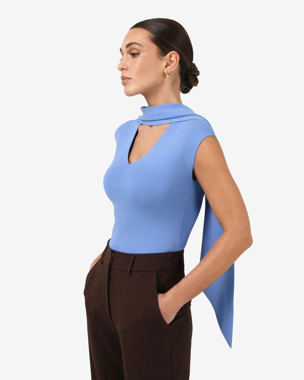 Isadora V-Neck Scarf Knit Top