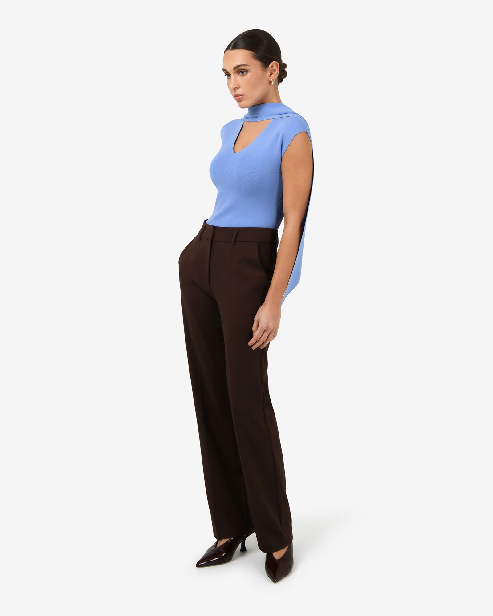 Isadora V-Neck Scarf Knit Top