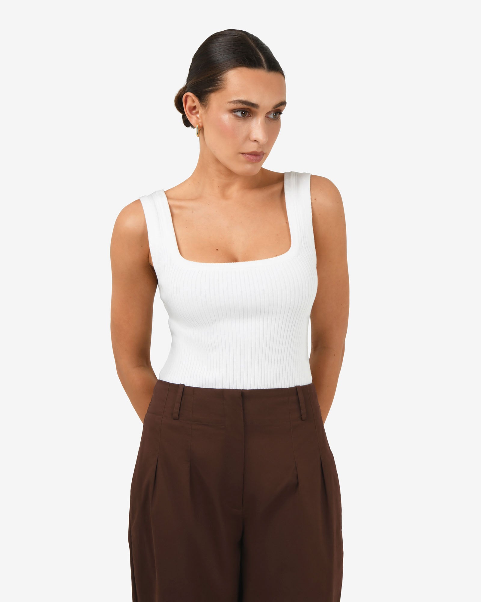 Ella Square Neck Rib Knit