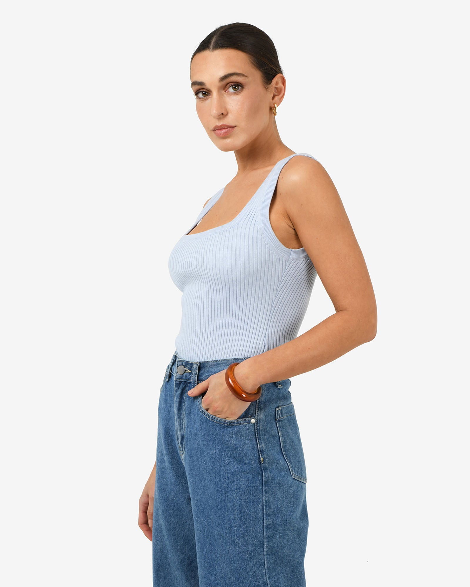 Ella Square Neck Rib Knit