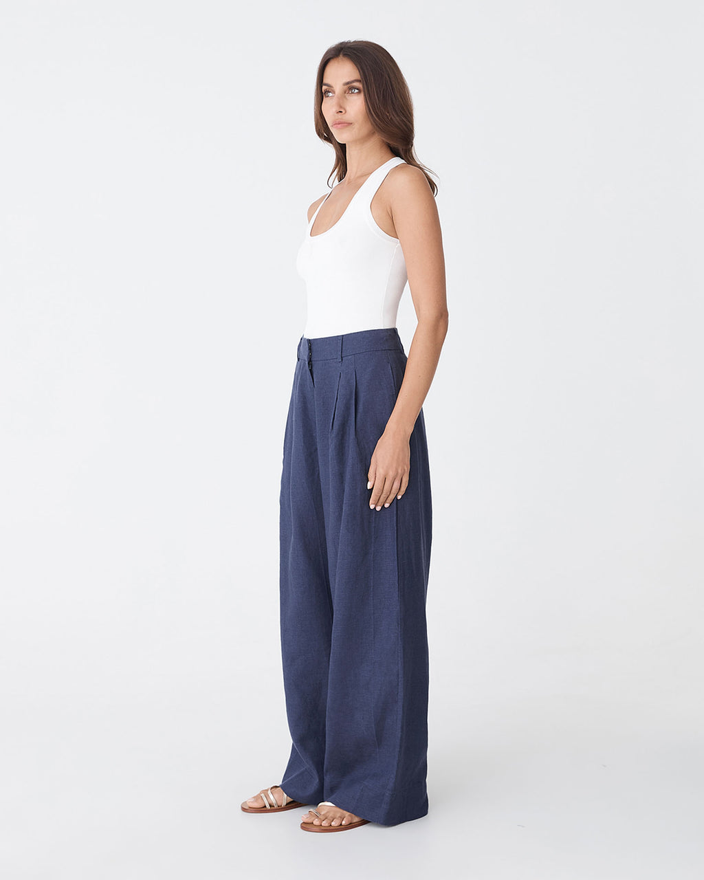 Ami Wide Leg Linen Pants