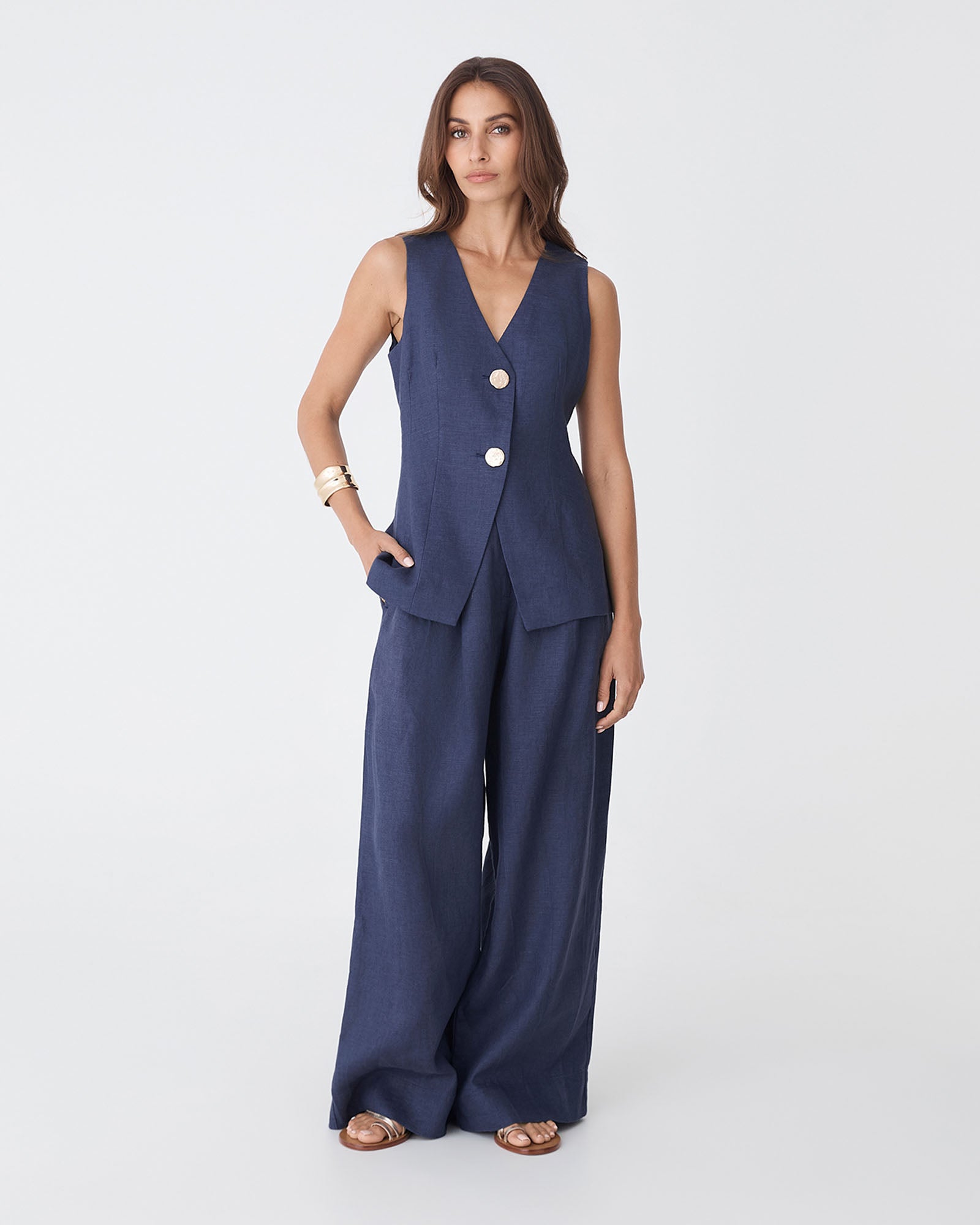 Ami Wide Leg Linen Pants