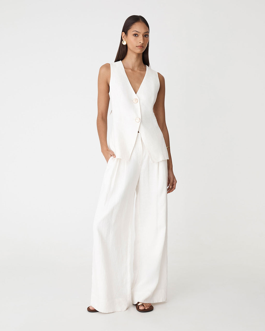 Ami Wide Leg Linen Pants