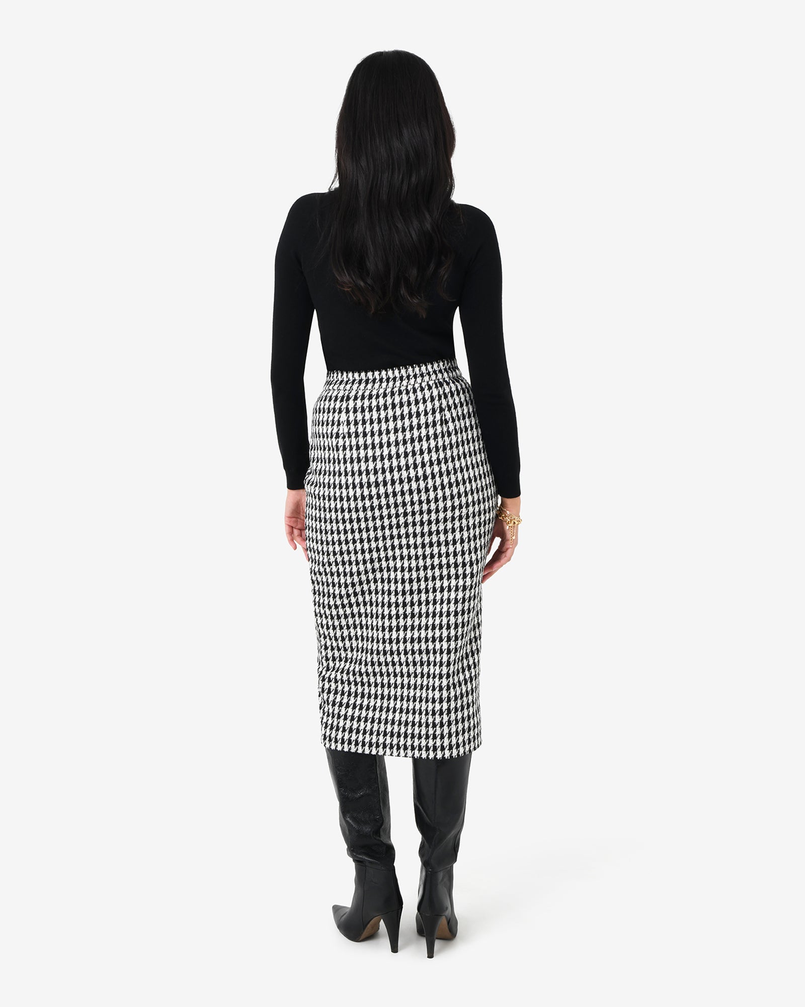 Bennet Houndstooth Midi Skirt