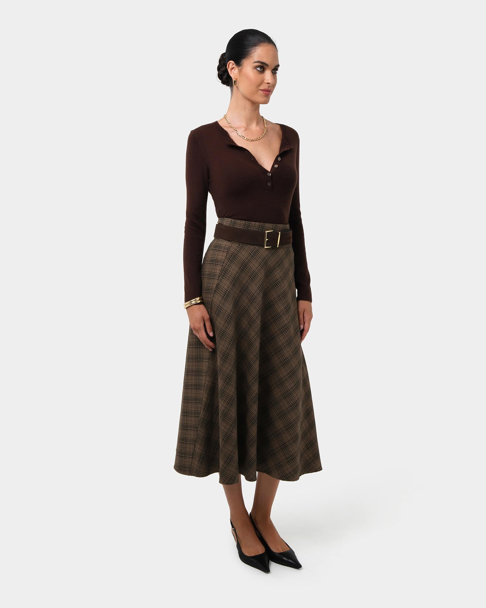 Candice Bias Check Skirt