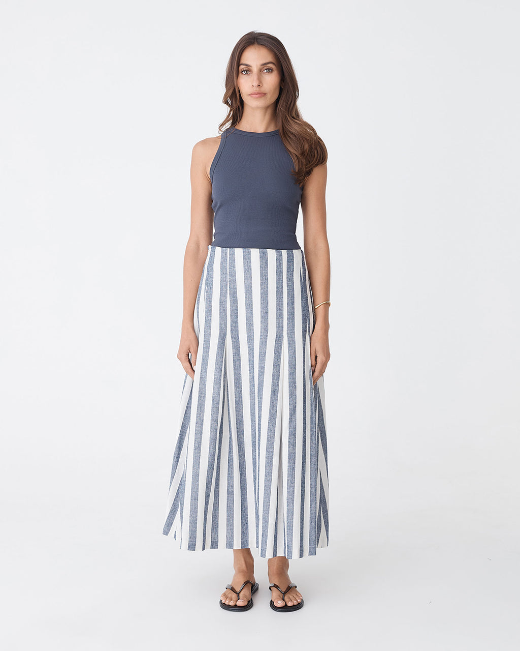 Ikaria Linen Blend Midi Skirt