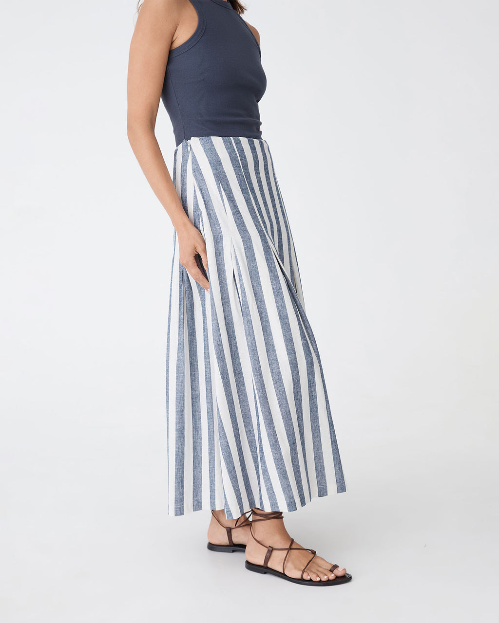Ikaria Linen Blend Midi Skirt