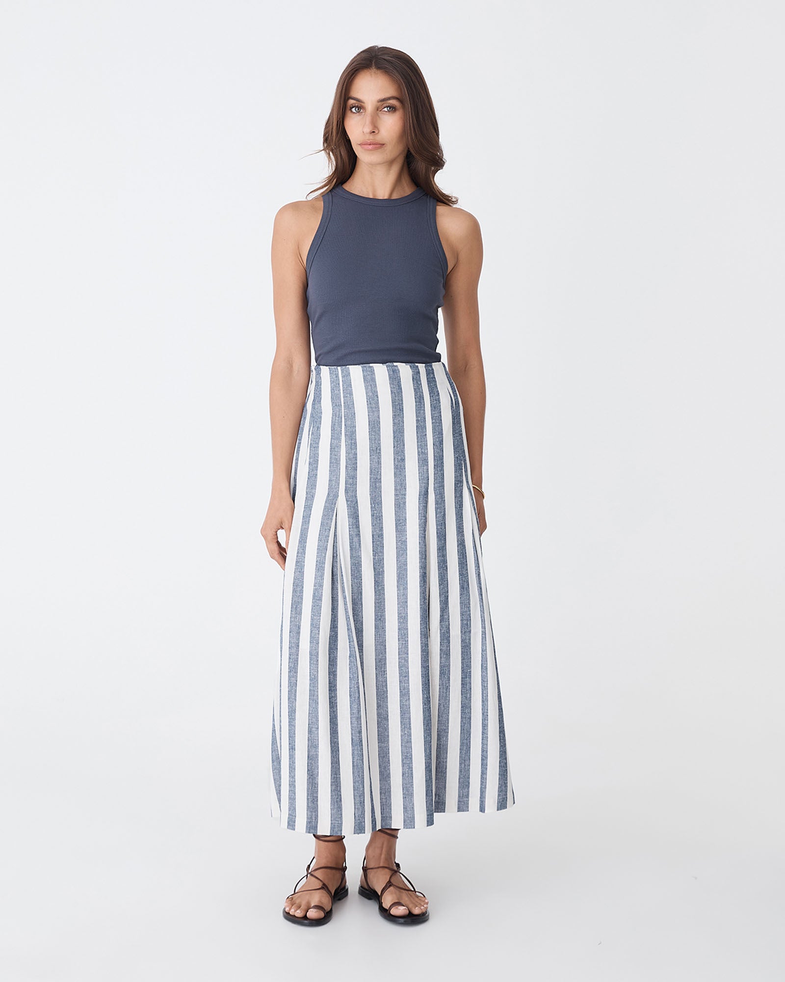 Ikaria Linen Blend Midi Skirt