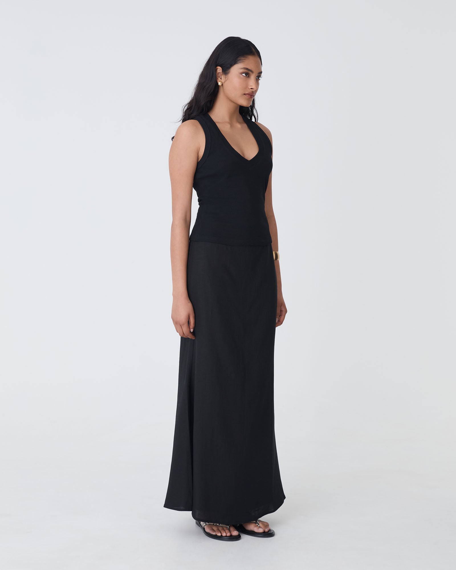 Amelia Linen Blend Maxi Skirt
