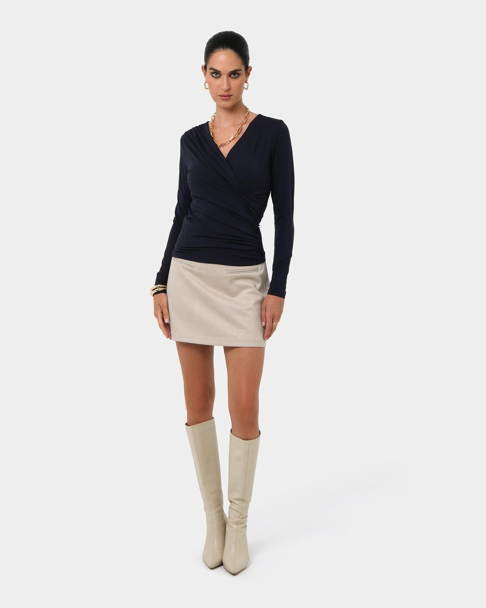 Tika Crossover Ruched Top