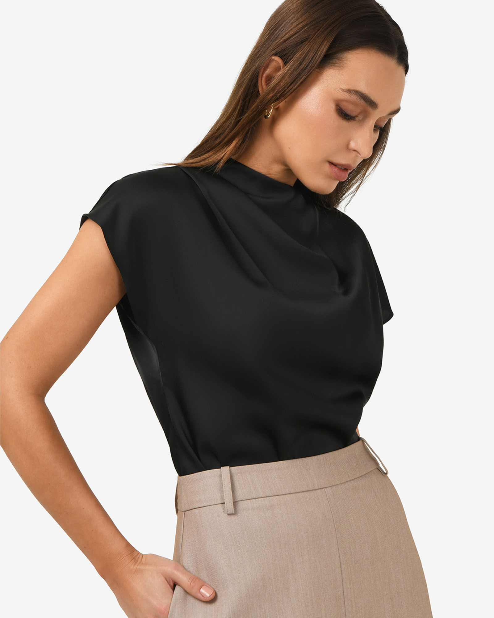 Zafina Pleated Draped Top