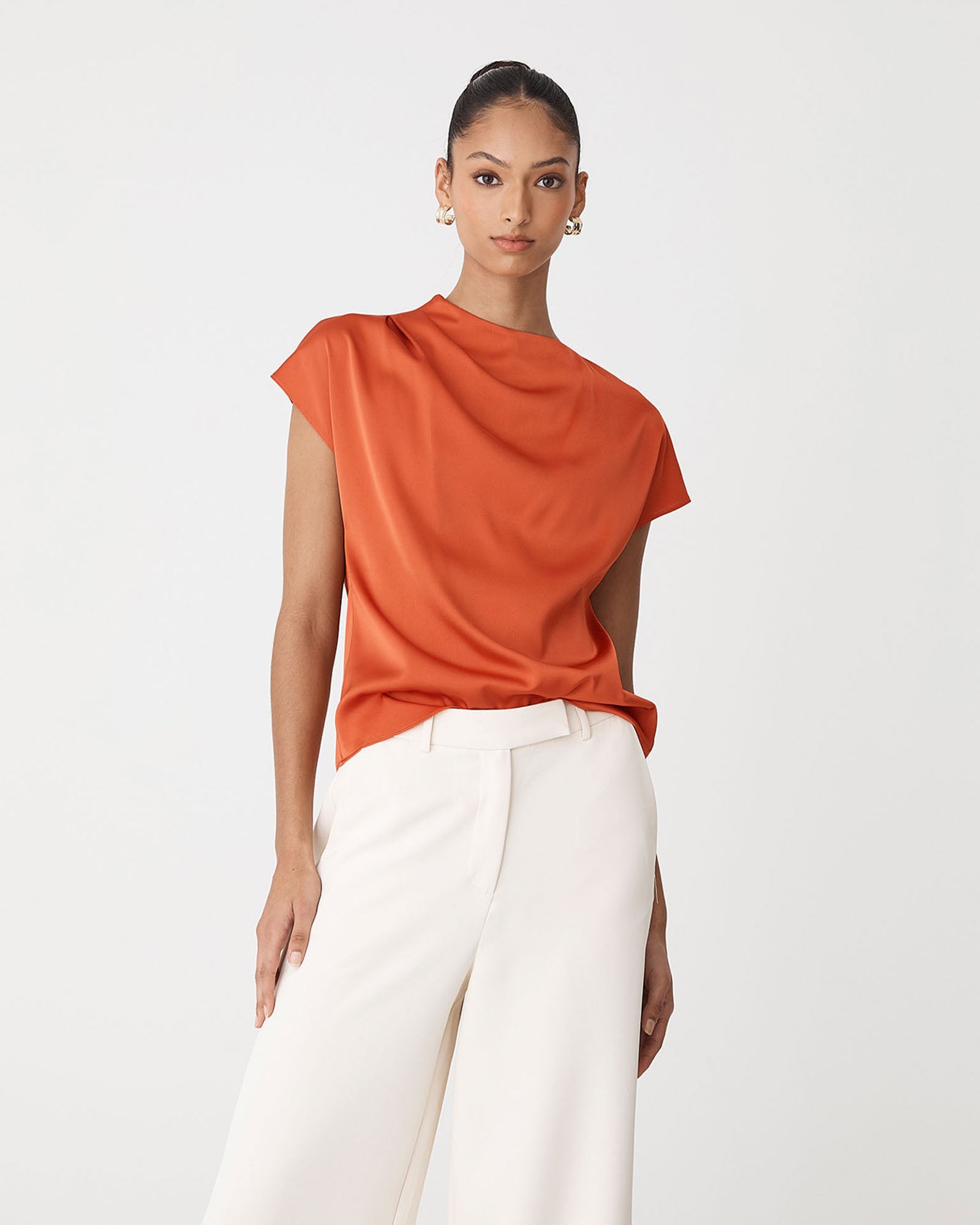 Zafina Pleated Draped Top