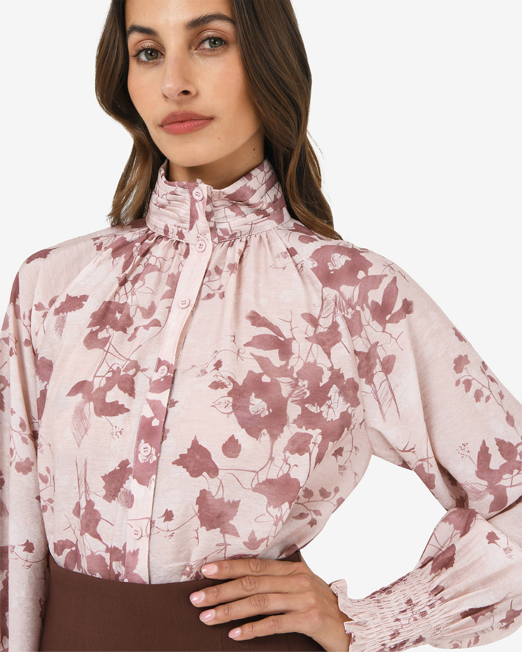 Lesley High Neck Floral Blouse