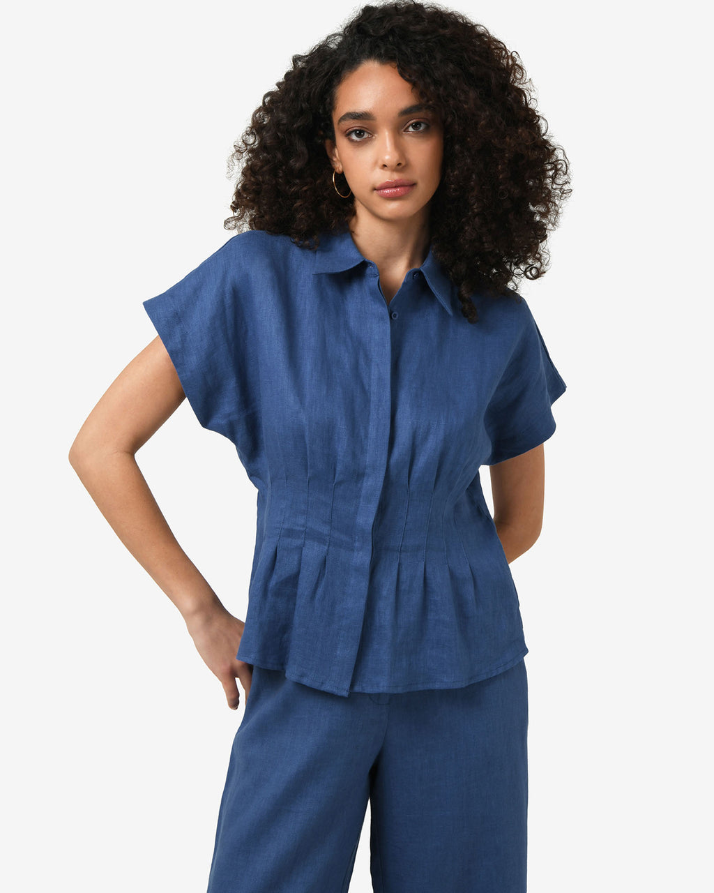 Ami Linen Pleated Tuck Shirt