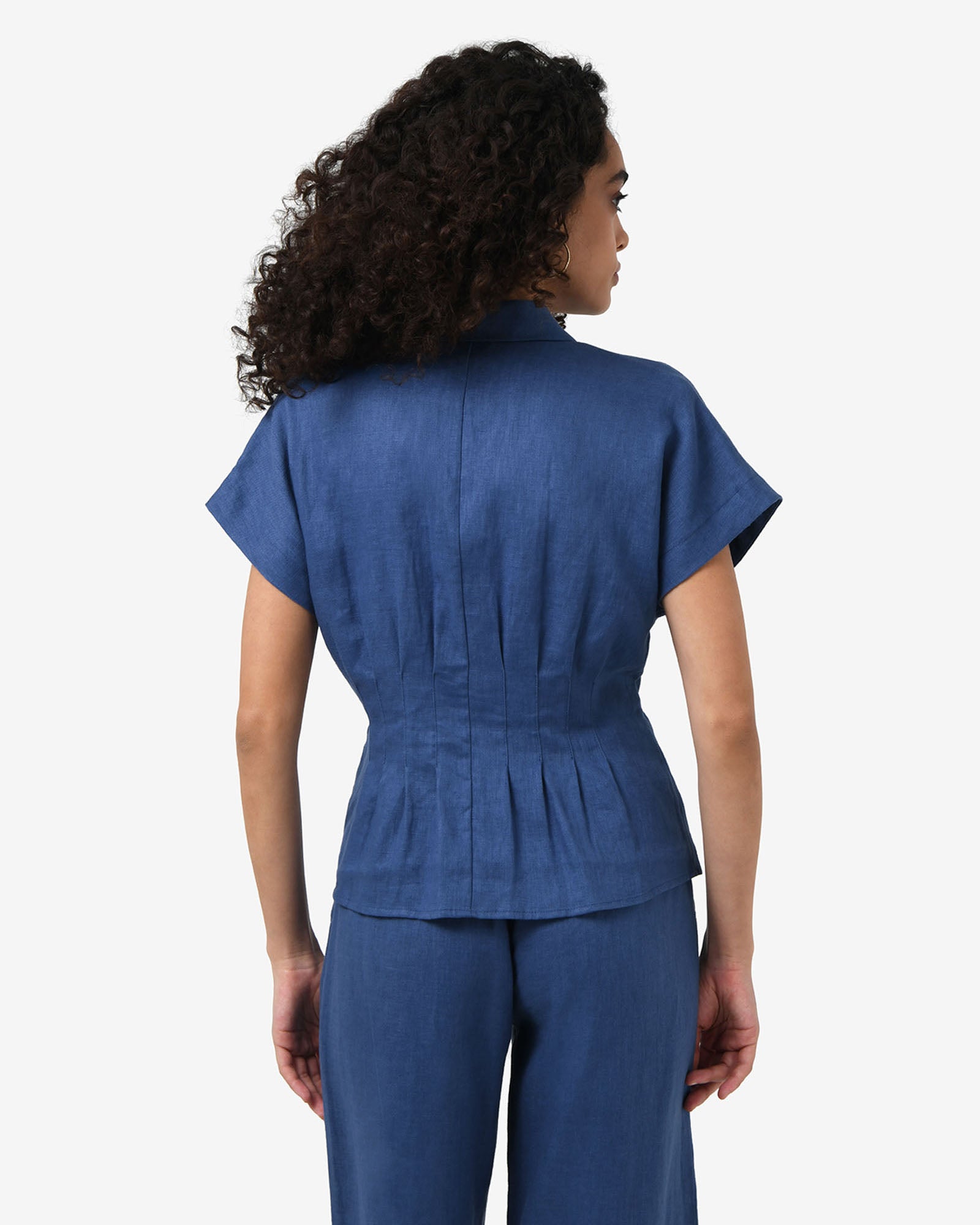 Ami Linen Pleated Tuck Shirt