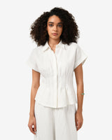 Ami Linen Pleated Tuck Shirt