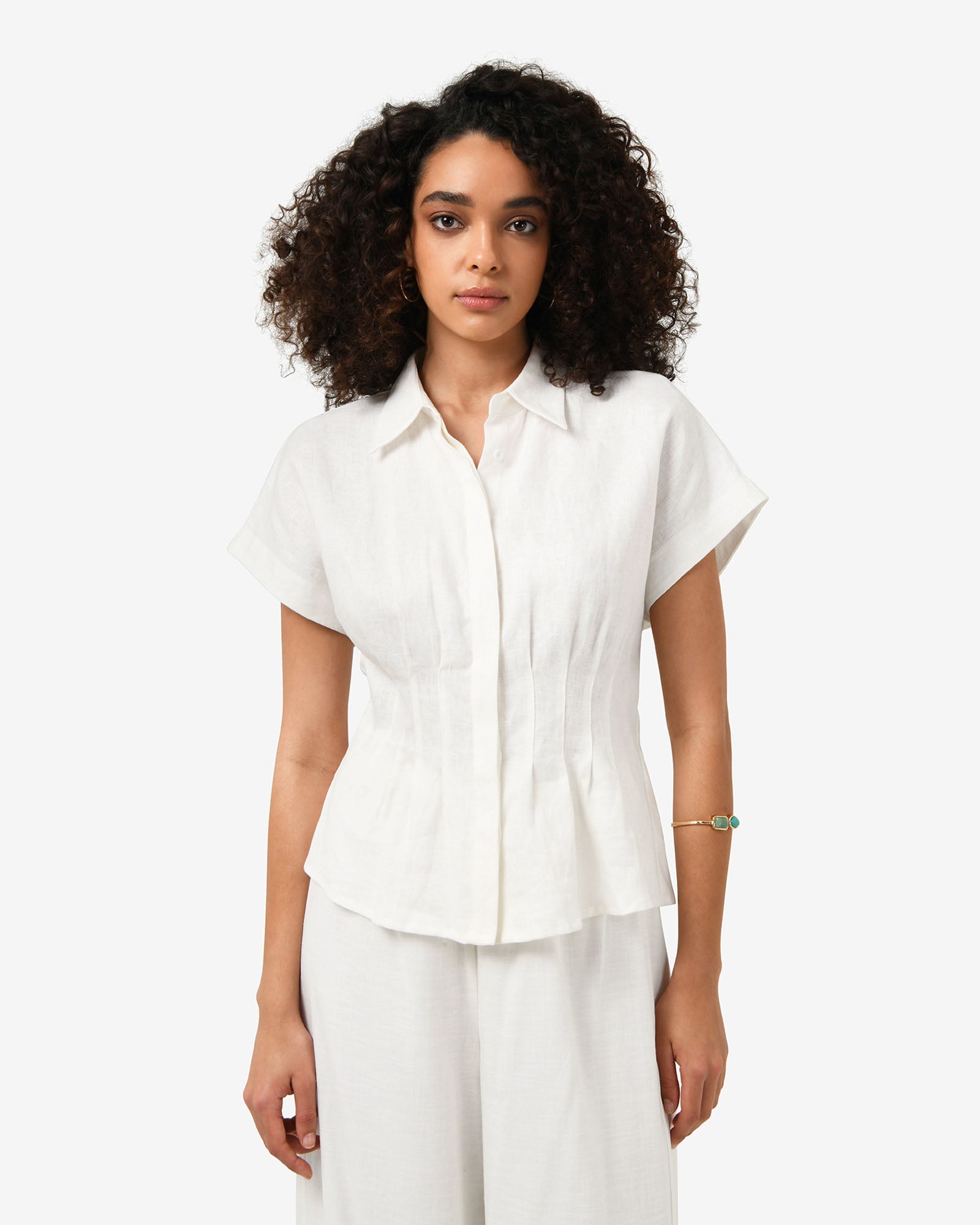 Ami Linen Pleated Tuck Shirt