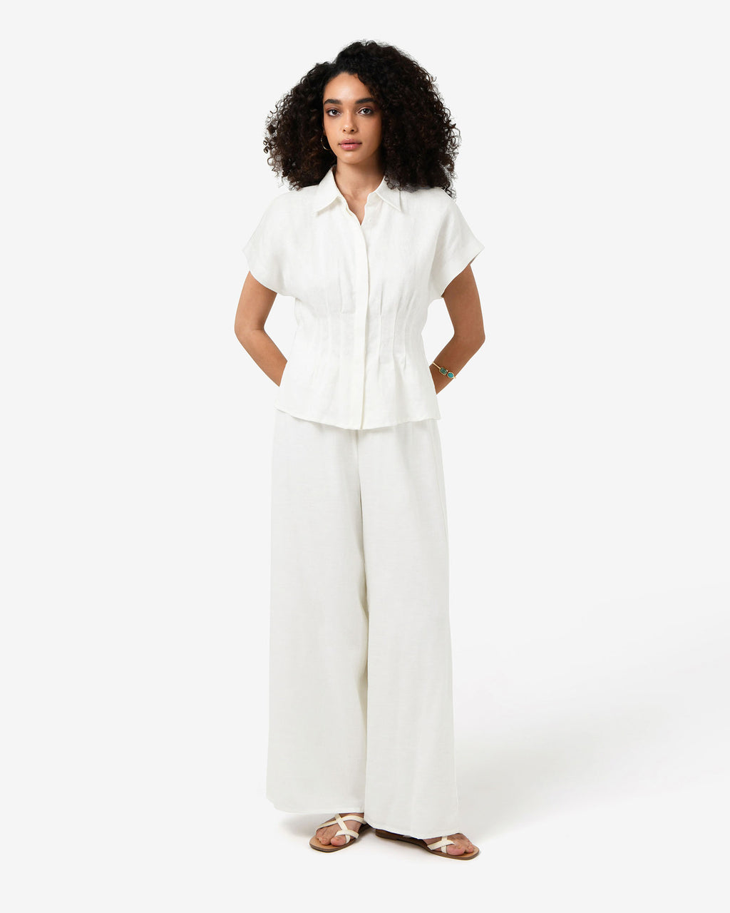 Ami Linen Pleated Tuck Shirt