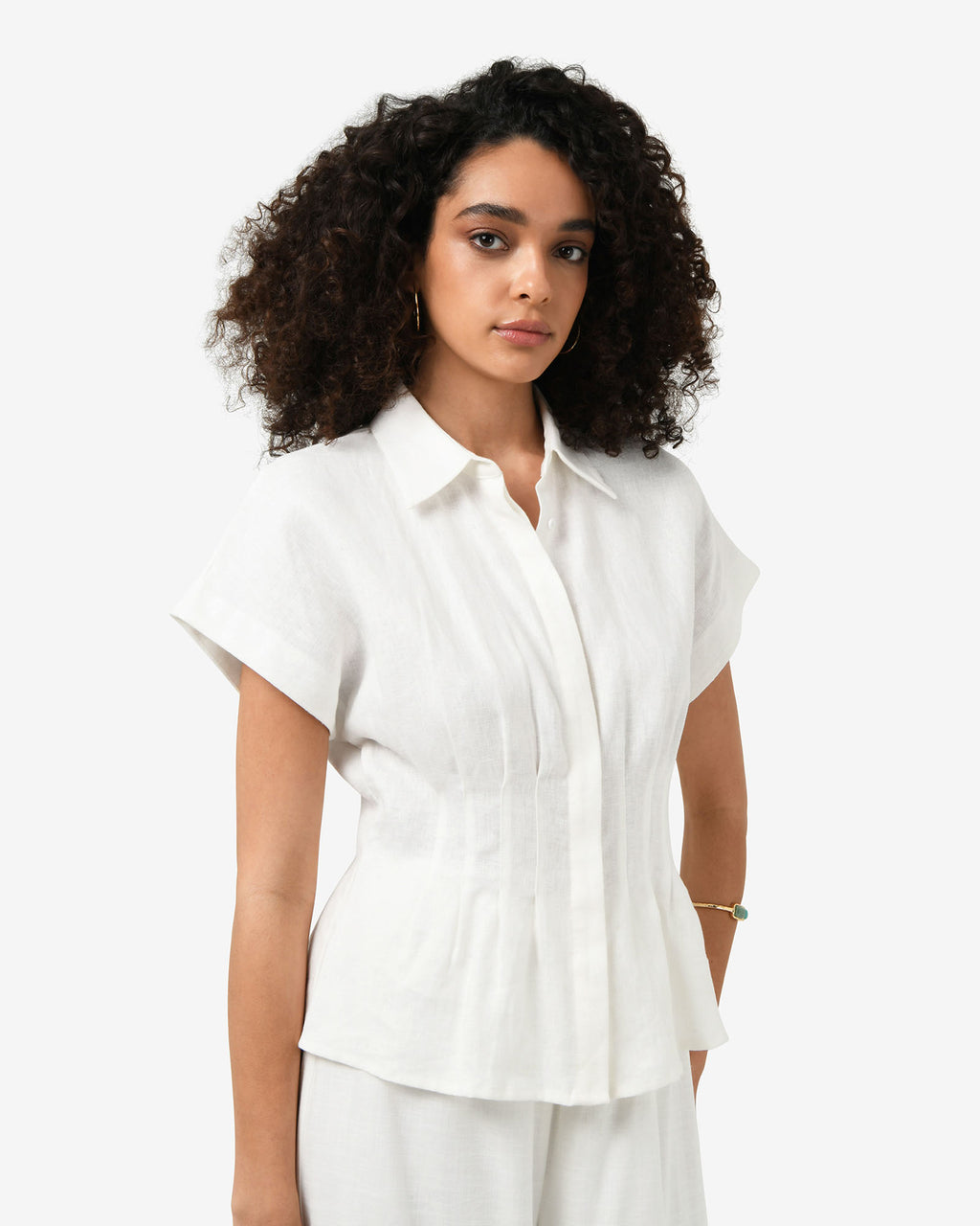 Ami Linen Pleated Tuck Shirt