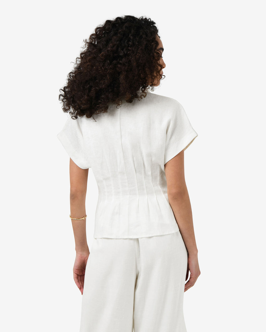 Ami Linen Pleated Tuck Shirt