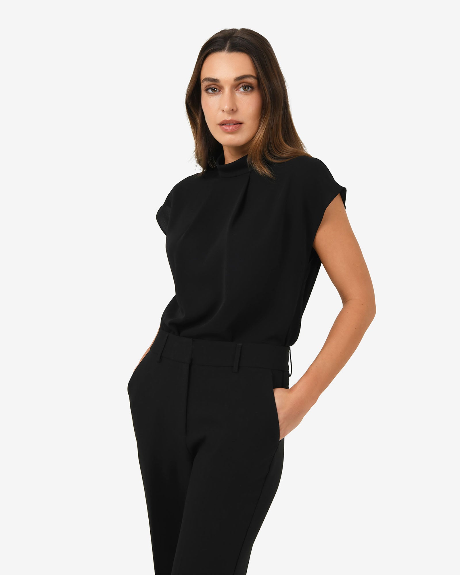 Tiara High Neck Shell Top