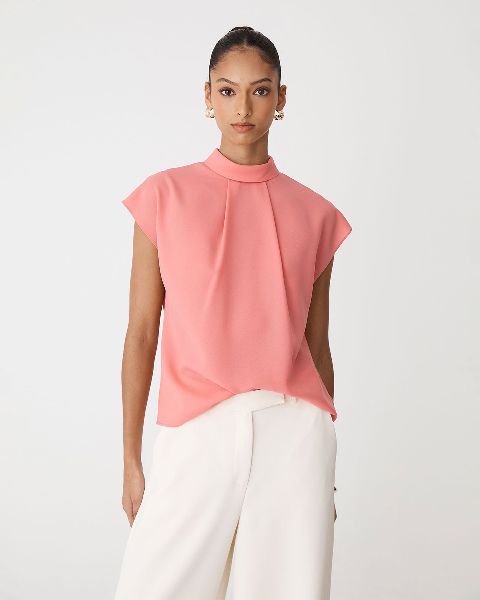 Tiara High Neck Shell Top