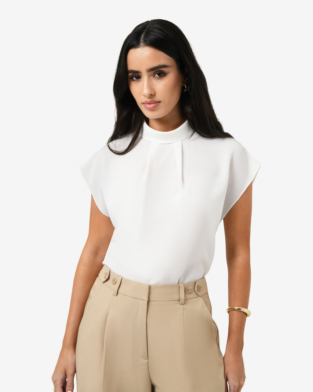 Tiara High Neck Shell Top