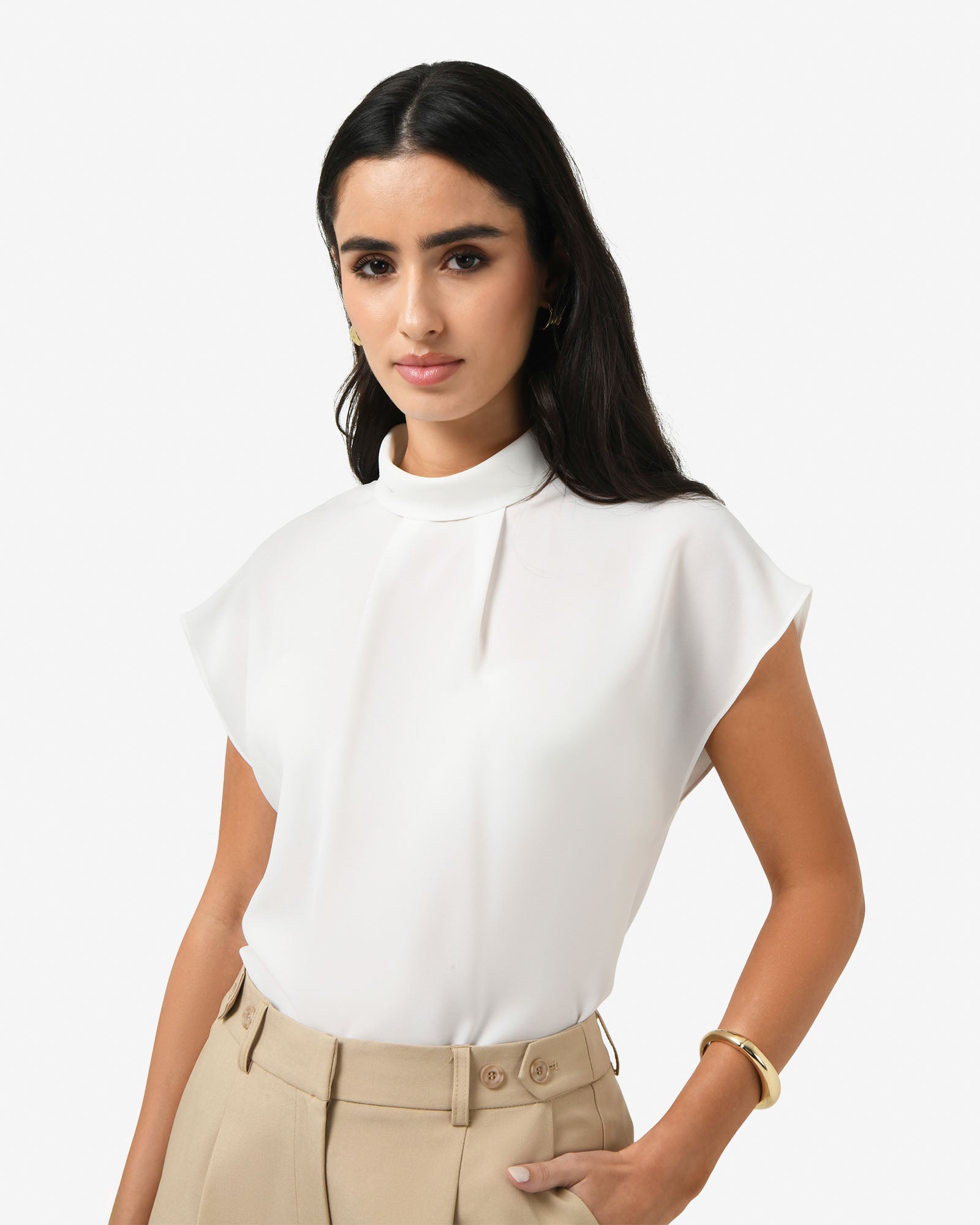 Tiara High Neck Shell Top