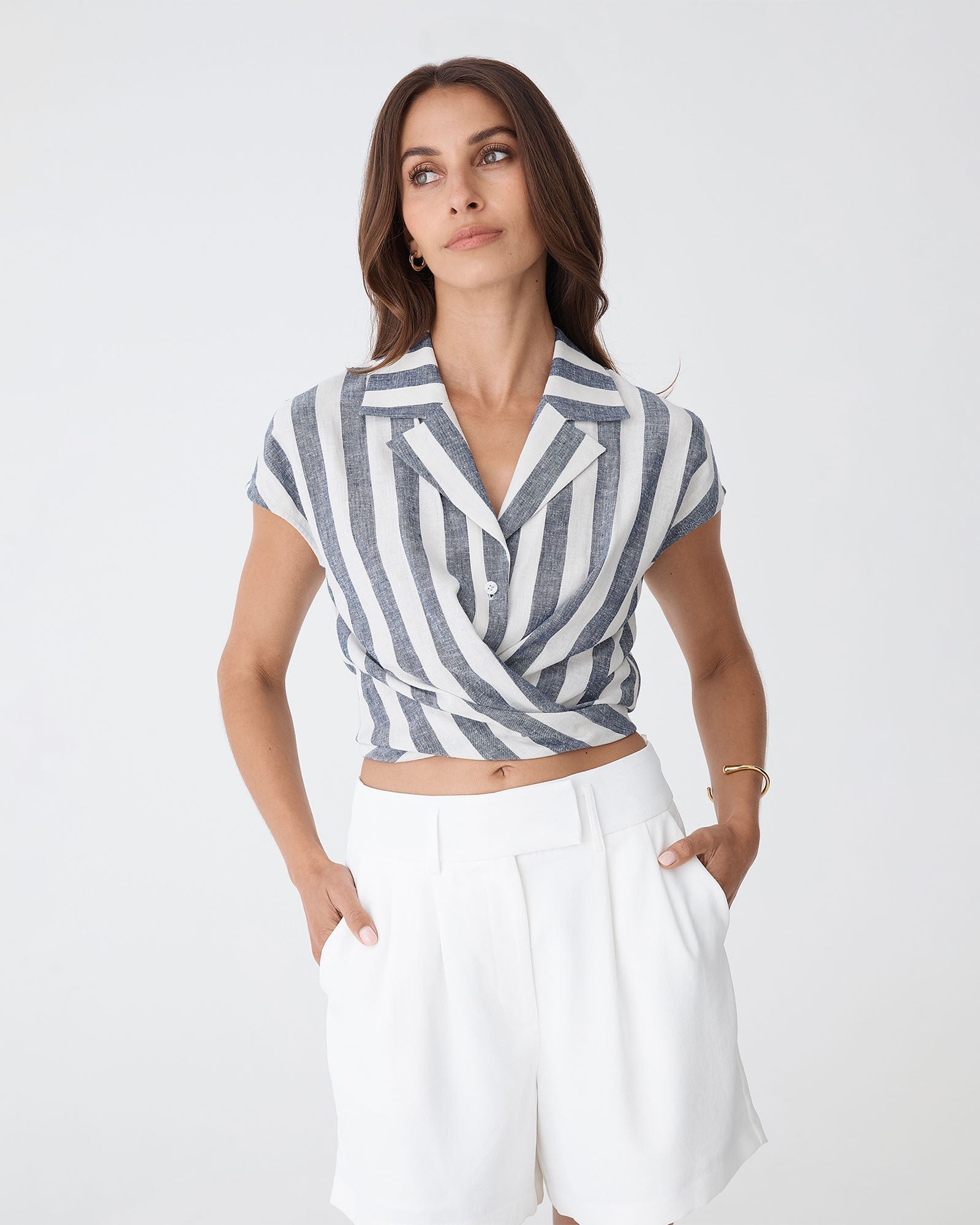 Ikaria Linen Blend Wrap Shirt