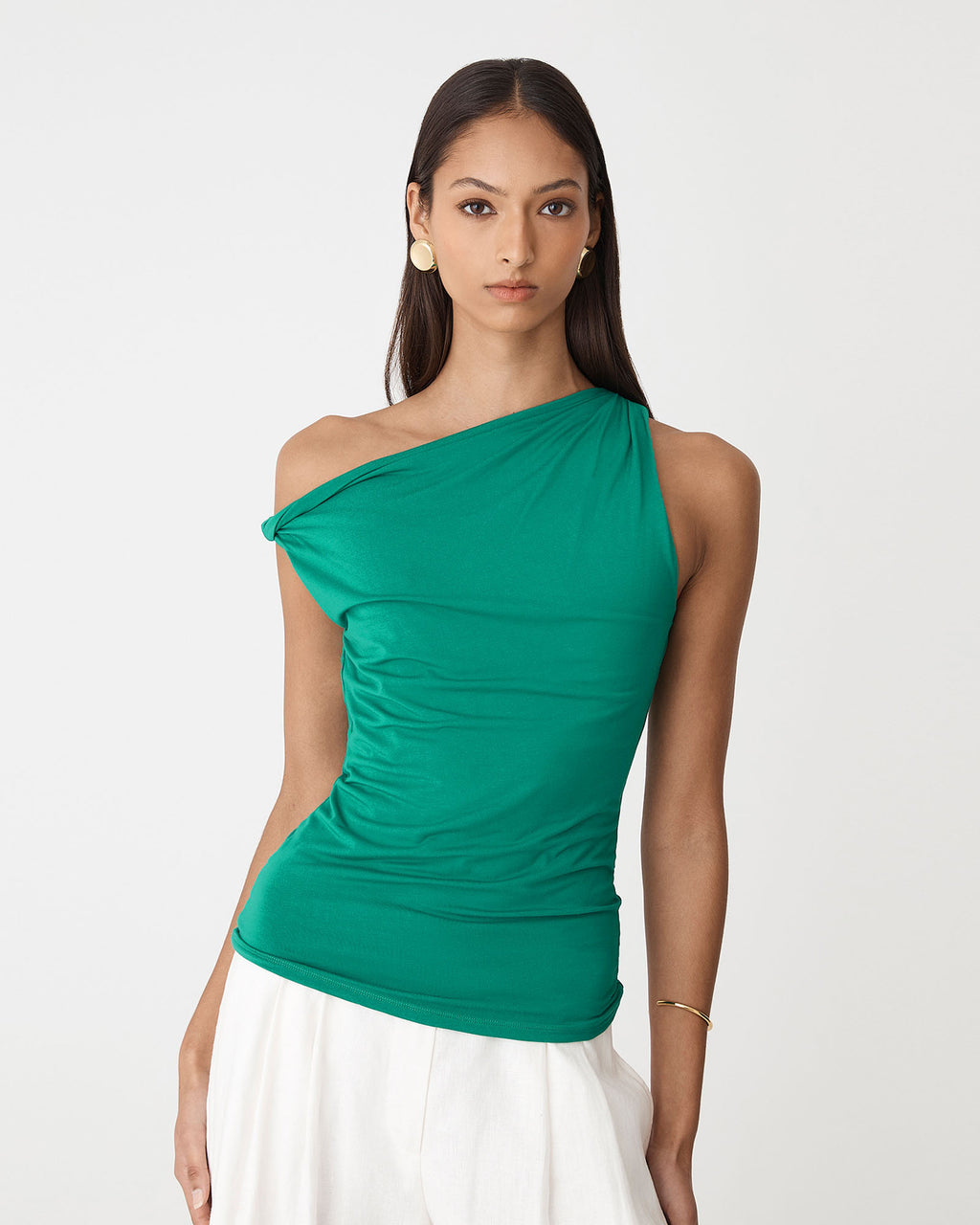 Cici Bamboo Twist Shoulder Top
