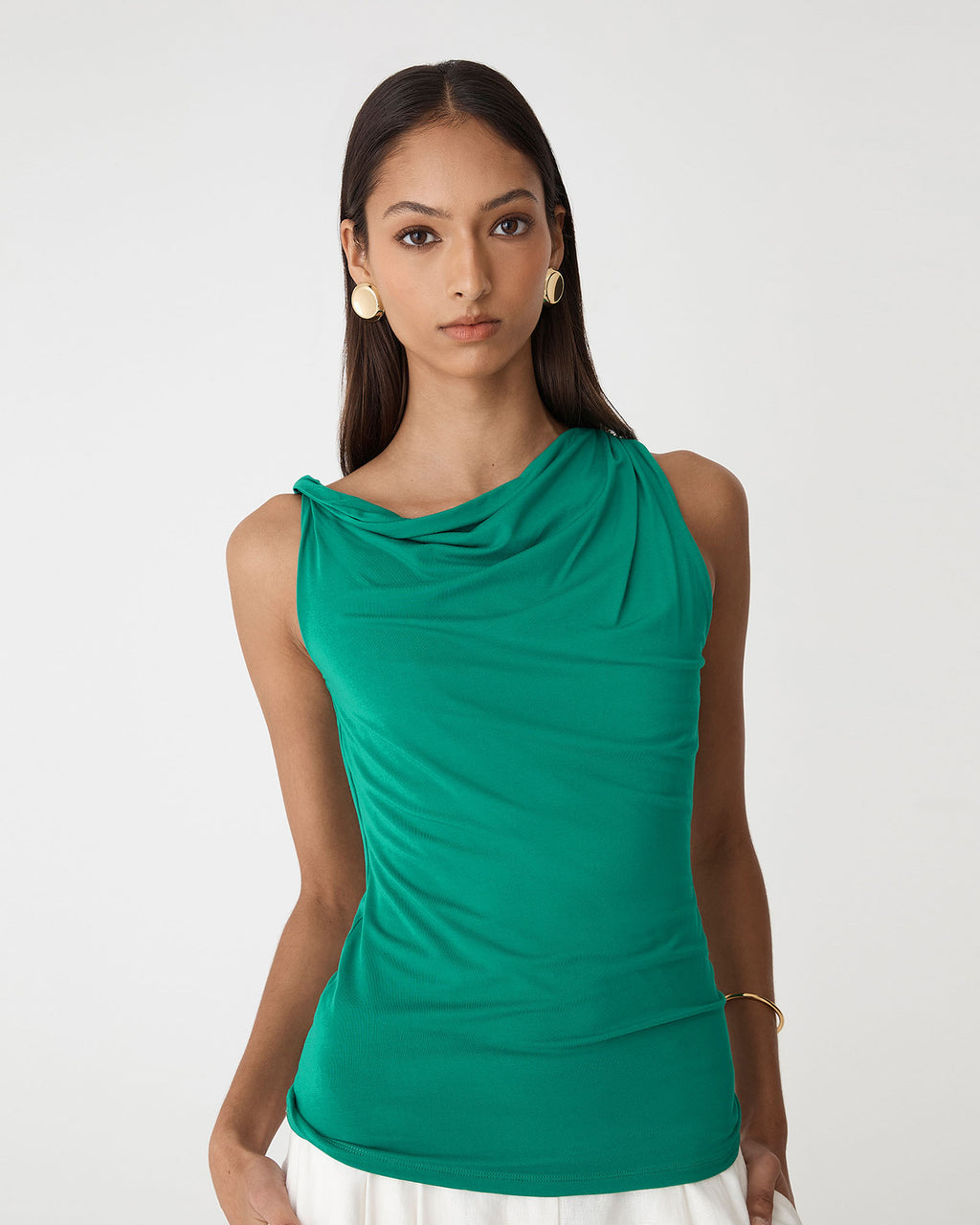 Cici Bamboo Twist Shoulder Top