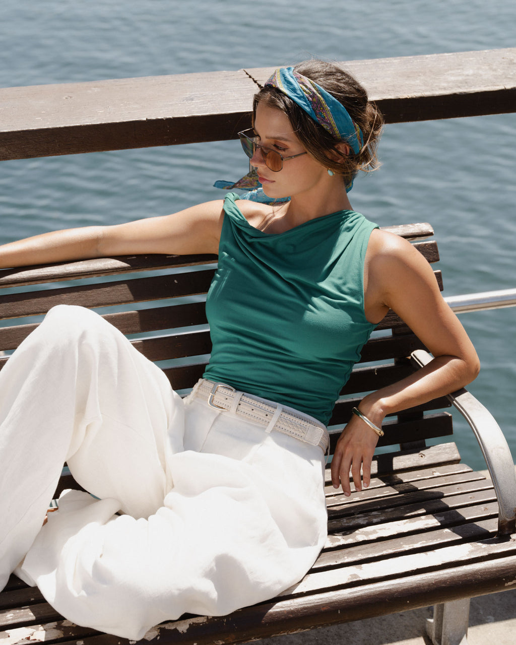 Cici Bamboo Twist Shoulder Top